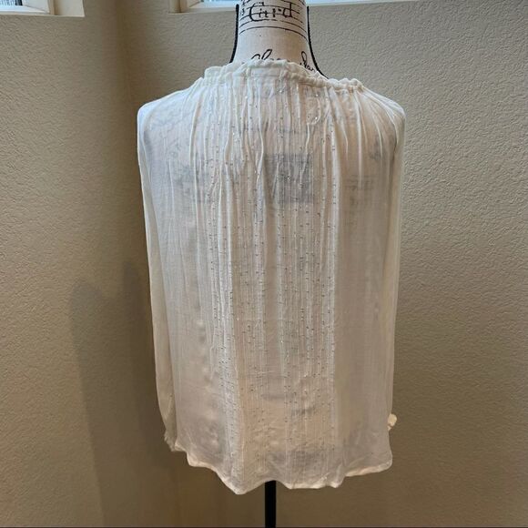 Dylan Semi-Sheer Cotton Sequin Peasant Top Size XS NWOT - Picture 2 of 16
